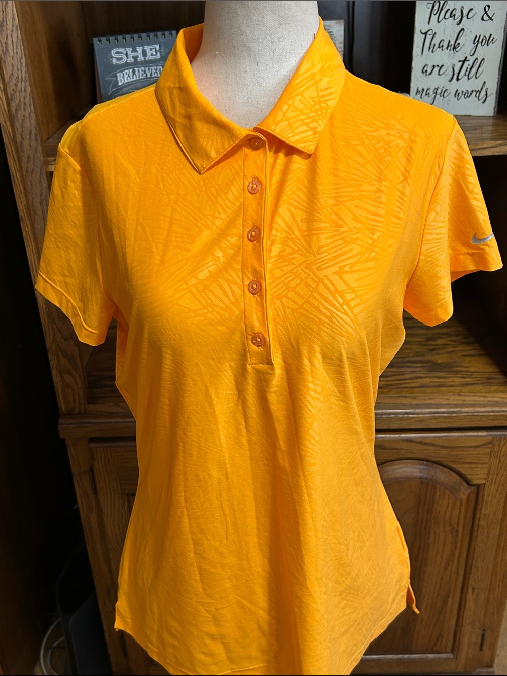 Nike Golf Women’s Dri-Fit Bright Orange Short Sleeve Button-Front Polo Medium